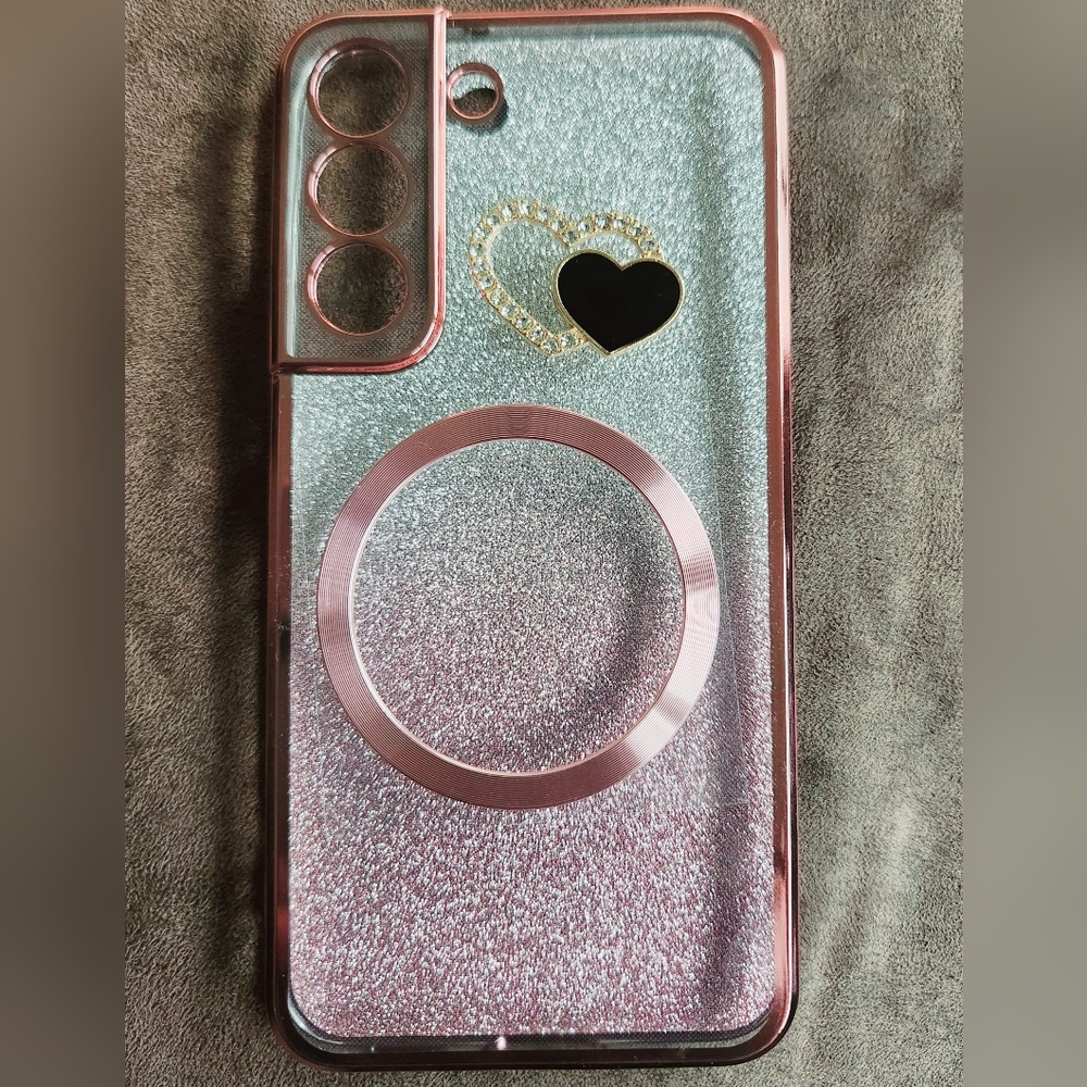 Glittery Pink and Silver Phone Case For Galaxy S22